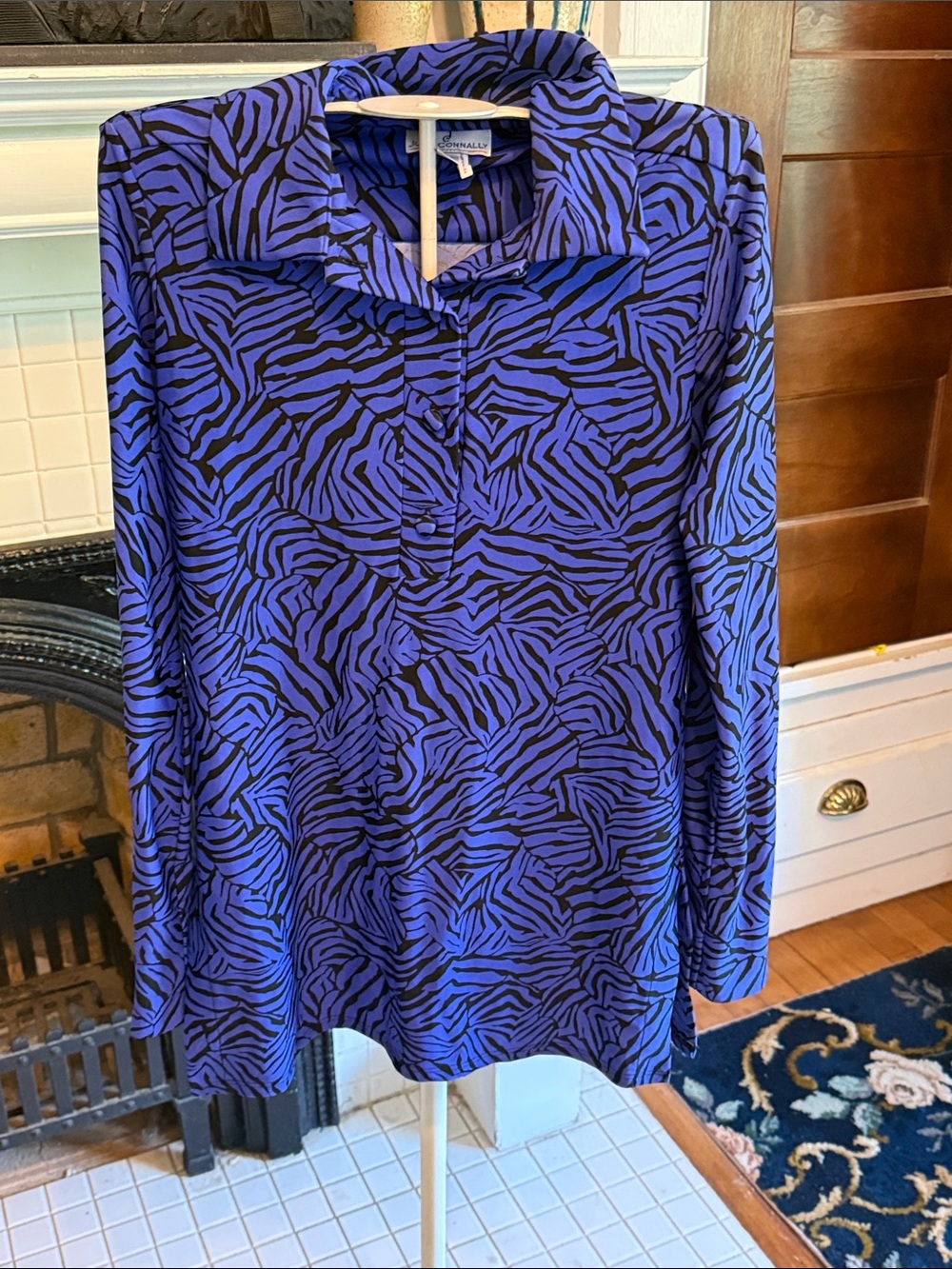 Jude Connally   Zebra-Print Long Sleeve Polo Tunic-worn about 3 times.178 retail
